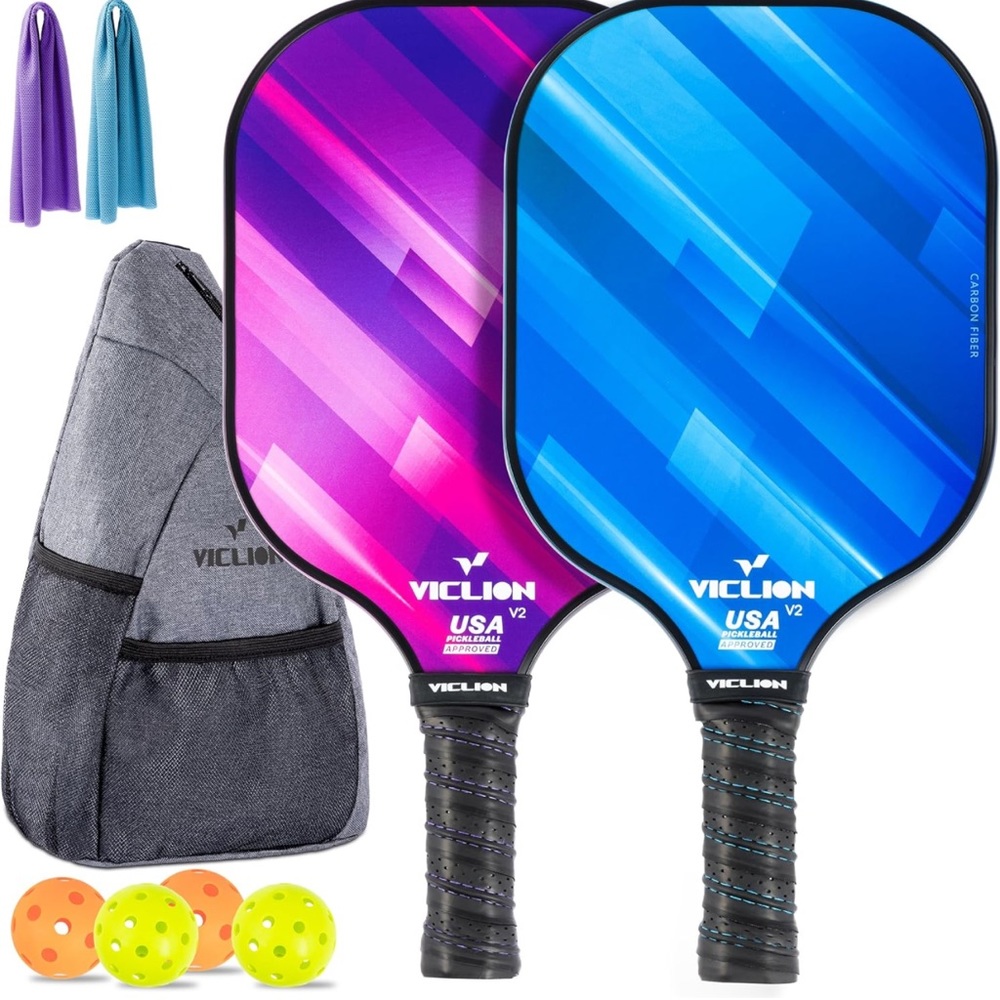 Pickleball Paddles, USAPA Approved Carbon Fiber Pickleball Paddles Set of 2